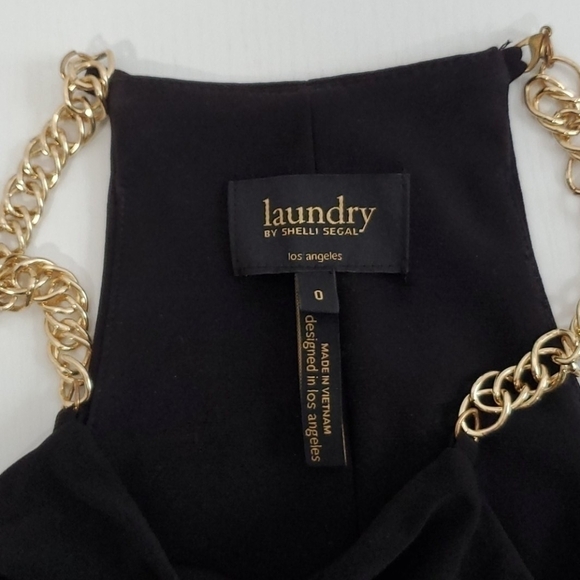 Laundry by Shelli Segal Black Open Peep Back Wide Leg Chain Halter Neck Jumpsuit - Picture 8 of 8